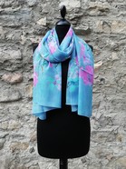 Sciarpa Silk Chiffon - Fiore 2 - Azzurro